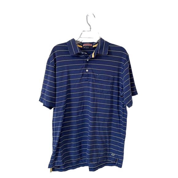 Vineyard Vines Striped Cotton Soft Polo Shirt Purple Blue Size Large - Picture 1 of 7